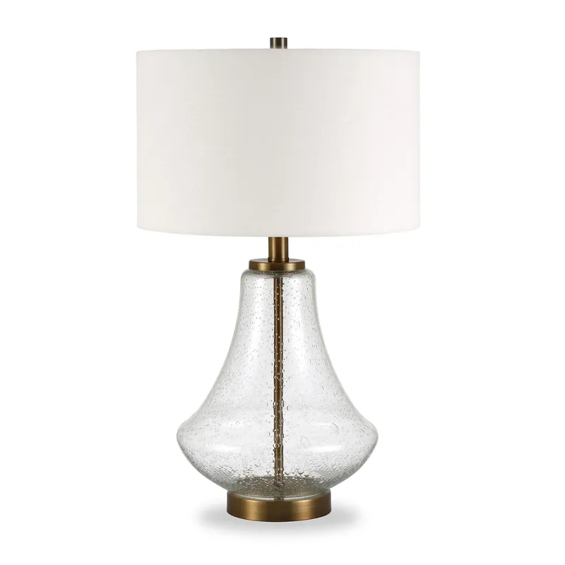 Brass Glass Table Lamp With White Drum Shade By Homeroots Secure Checkout