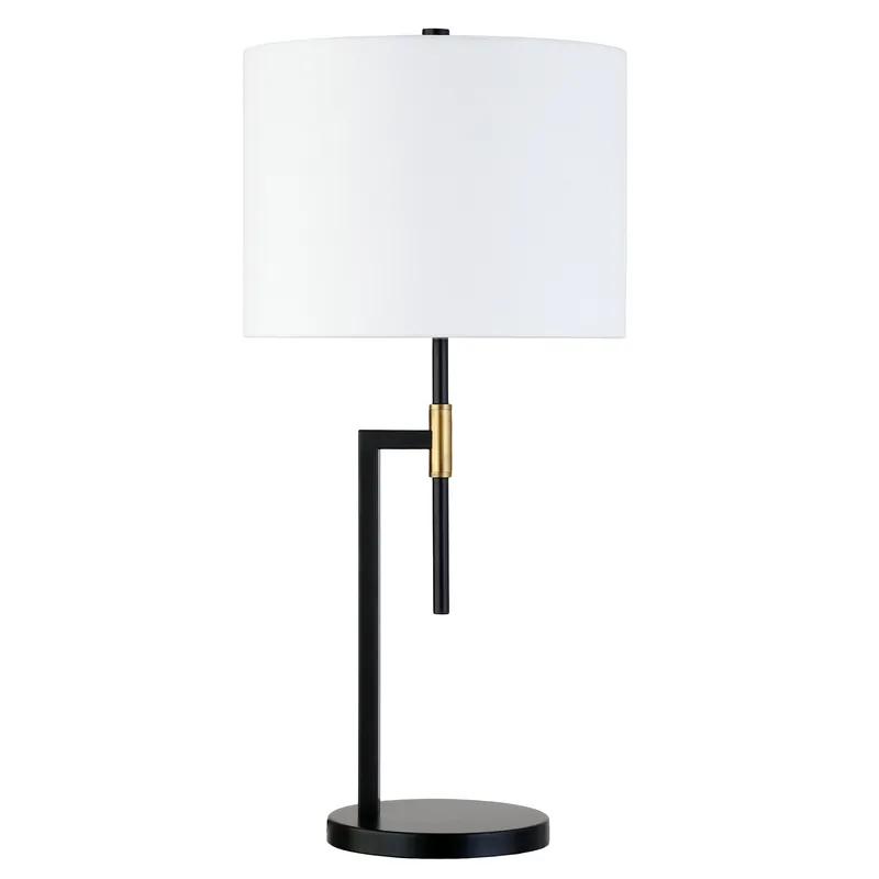 Black and Gold Metal Table Lamp With White Drum Shade By Homeroots Authentic