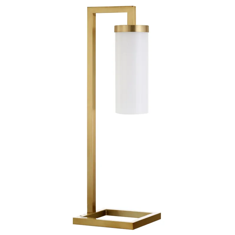 Price Cut Brass Metal Arched Table Lamp With White Cylinder Shade By Homeroots