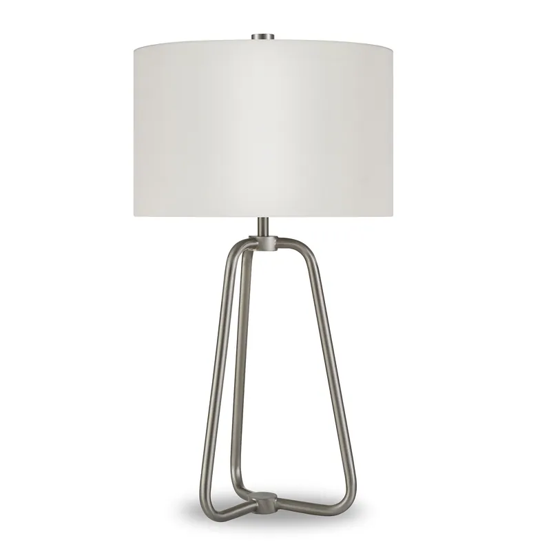 Secure Checkout Nickel Metal Table Lamp With White Drum Shade By Homeroots