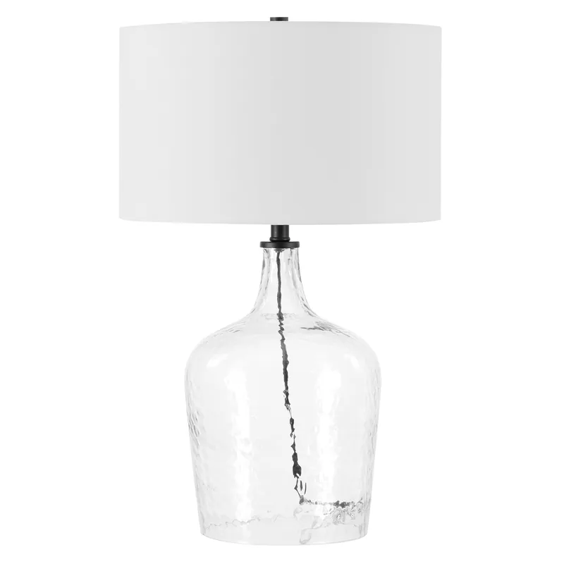 Clear Glass Table Lamp With White Drum Shade By Homeroots Buy Online