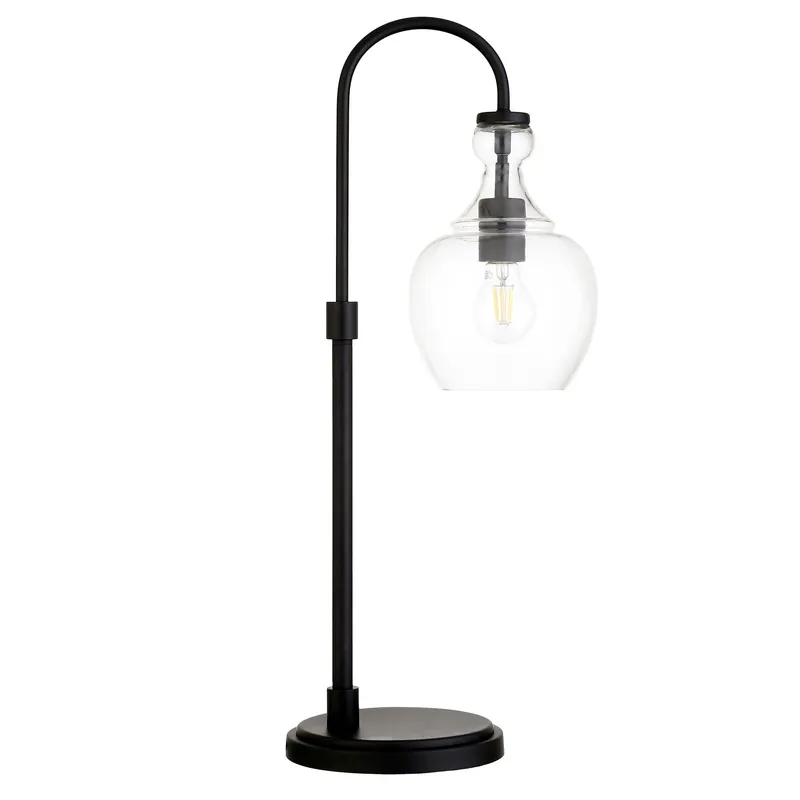 Black Metal Arched Table Lamp With Clear Dome Shade By Homeroots Instant Buy