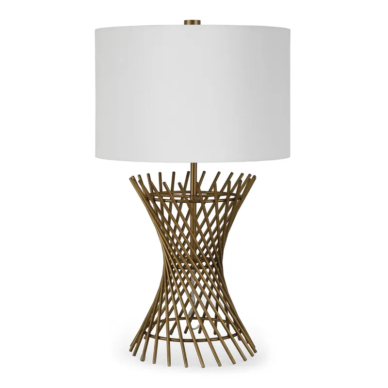 Secure Checkout Antiqued Brass Metal Adjustable Table Lamp With White Drum Shade By Ho