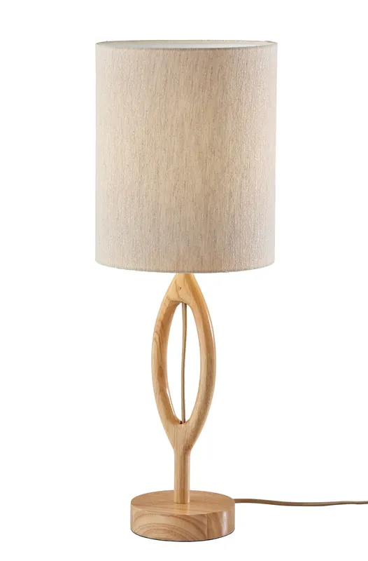 Express Delivery Natural Solid Wood Round Table Lamp With Beige Drum Shade By Homeroots