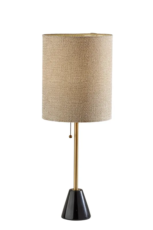 Black and Gold Marble and Metal Table Lamp With Beige Drum Shade By Ho Grab Now