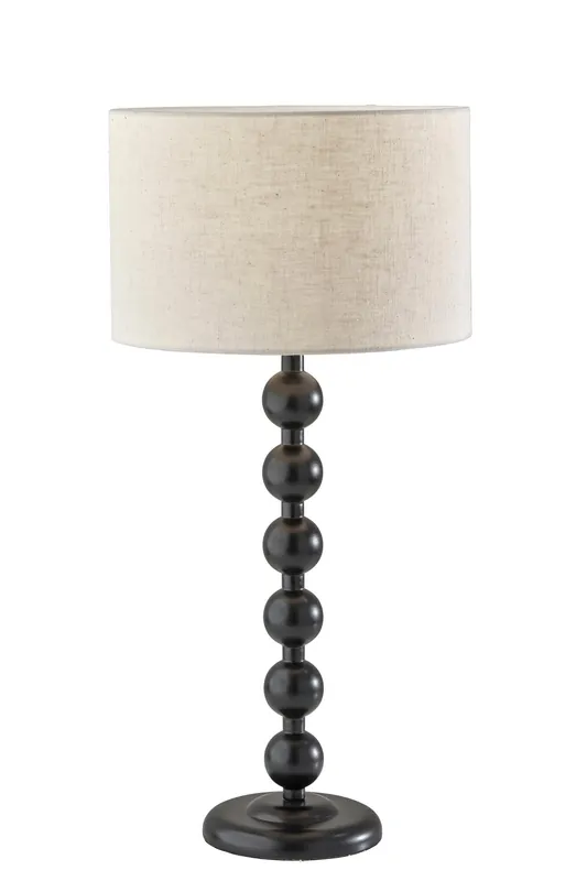 Authentic Black Solid Wood Candlestick Table Lamp With Off White Drum Shade By H