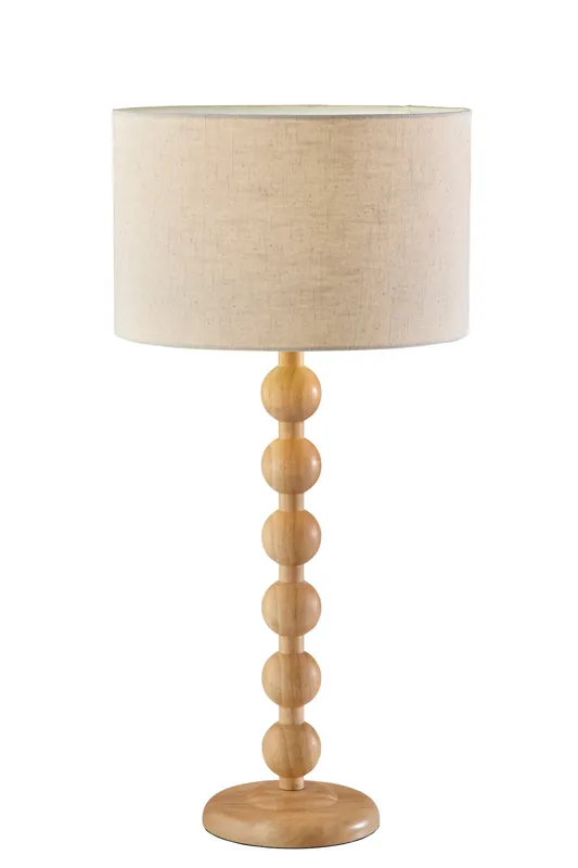 Weekend Sale Brown Solid Wood Candlestick Table Lamp With Off White Drum Shade By H