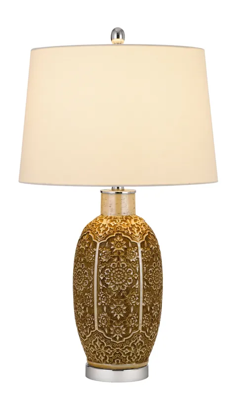 Brown Metal Table Lamp With Off White Empire Shade By Homeroots Grab Now