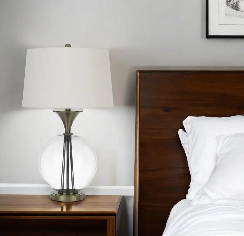 Bronze Metal Globe Table Lamp With White Empire Shade By Homeroots Best Seller