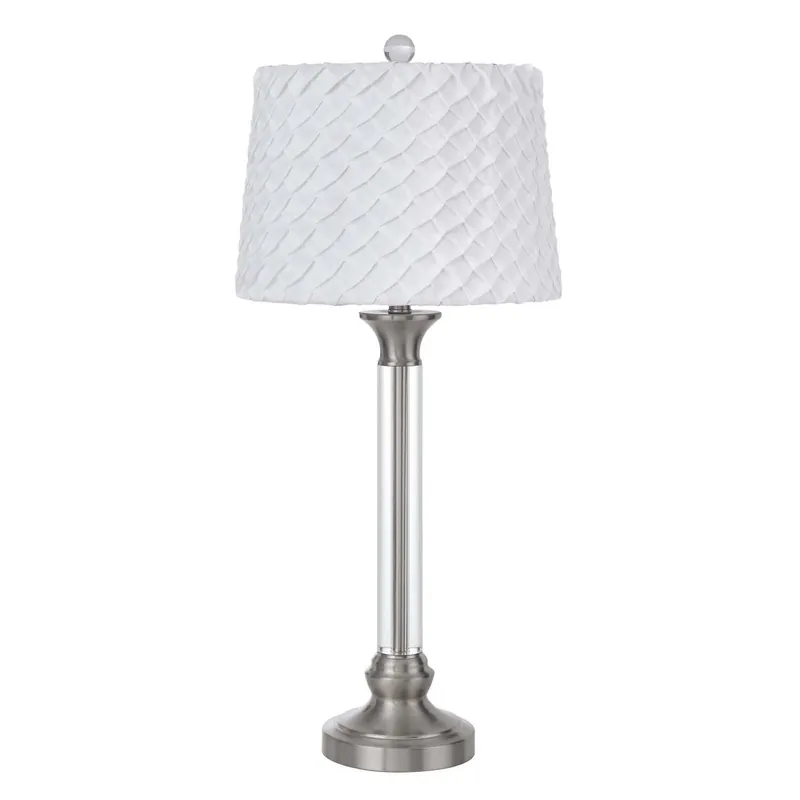 Nickel Metal Table Lamp With White Empire Shade By Homeroots Fast Shipping
