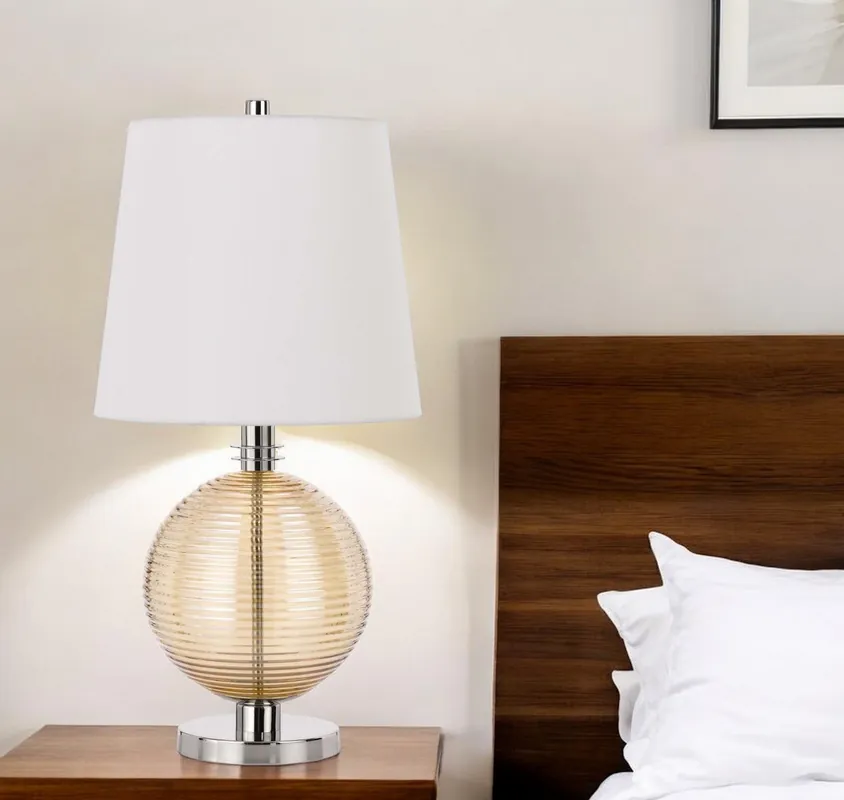 Nickel Metal Globe Table Lamp With White Empire Shade By Homeroots Budget