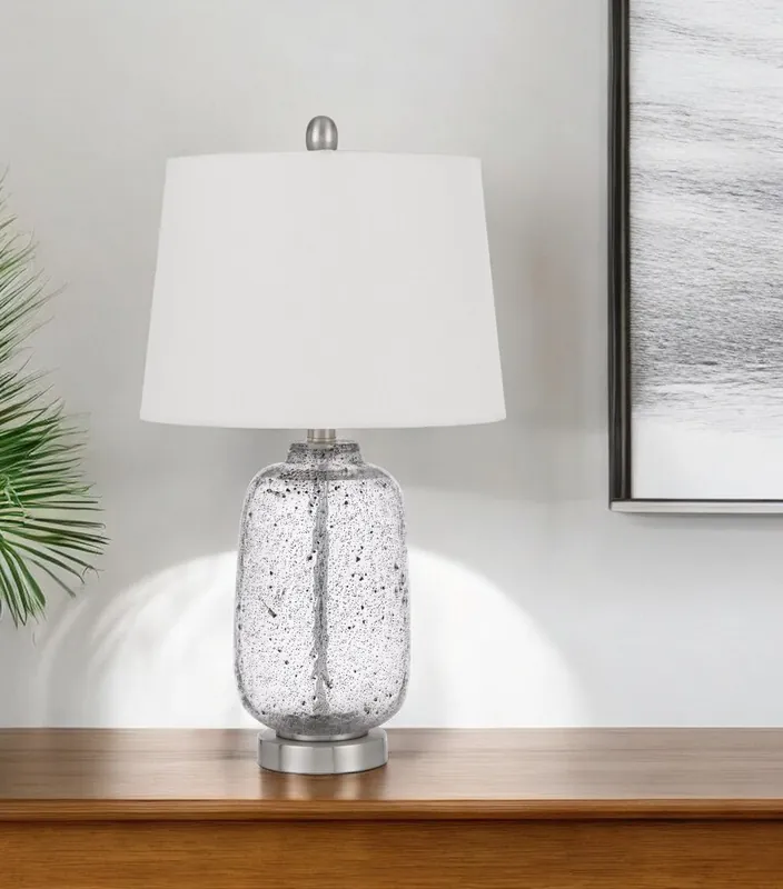 Nickel Metal Cylinder Table Lamp With White Empire Shade By Homeroots Special Offer