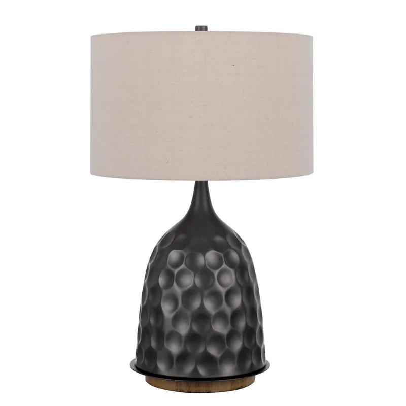 Factory Price Gray Metal Table Lamp With Brown Drum Shade By Homeroots