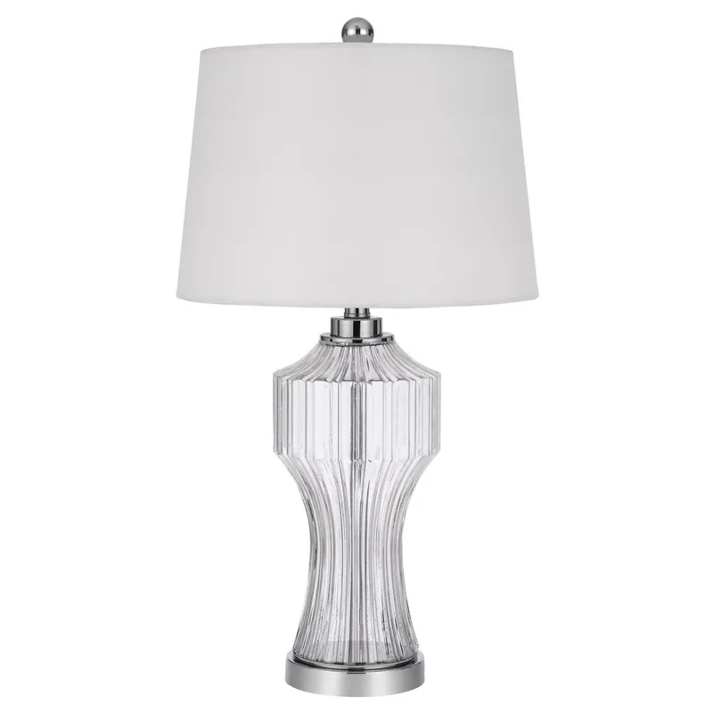 Clear Glass Table Lamp With White Empire Shade By Homeroots Special Offer