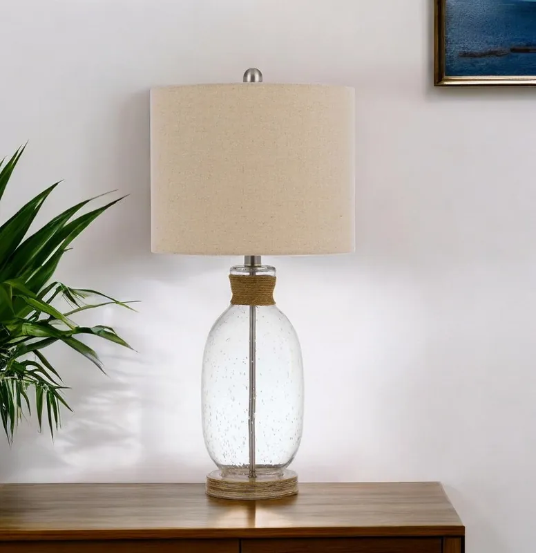 Brown Mason Jar Table Lamp With Brown Drum Shade By Homeroots Money Back Guarantee
