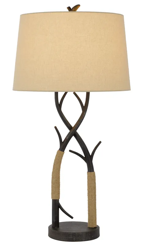 Charcoal Metal Table Lamp With Tan Empire Shade By Homeroots Place Order