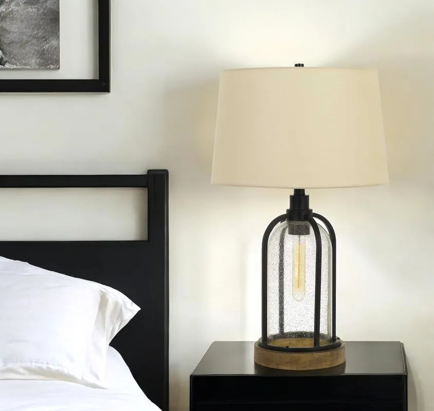 Instant Buy Brown Metal Two Light Globe Table Lamp With Eggshell Empire Shade By H