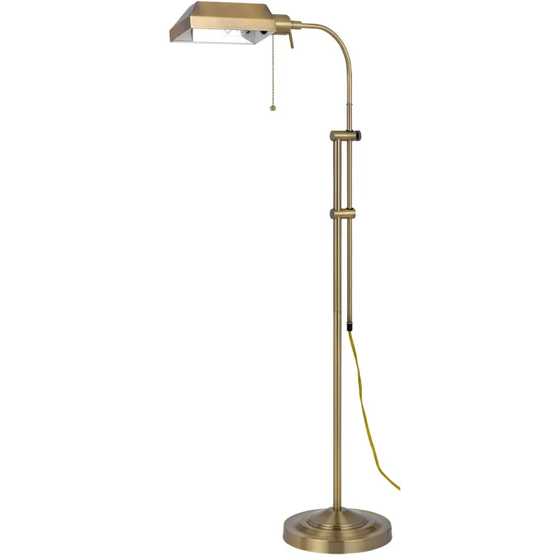 Brass Adjustable Traditional Shaped Floor Lamp With Bronze Square Shad Fan Favorite
