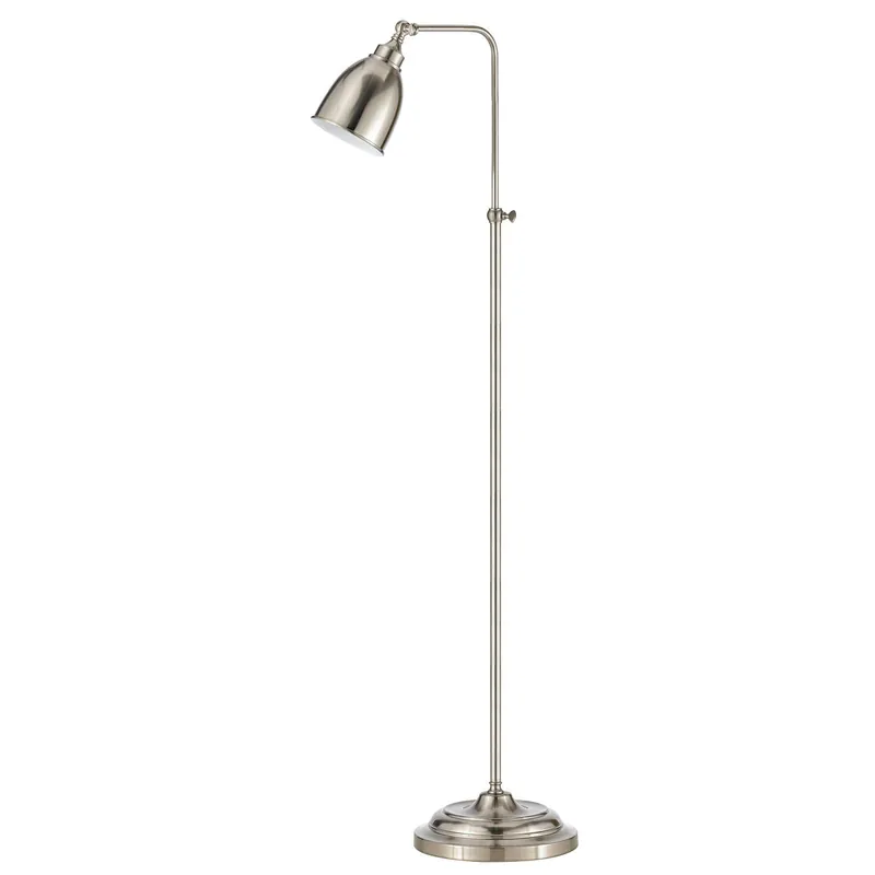Crafted Nickel Adjustable Traditional Shaped Floor Lamp With Nickel Dome Shade