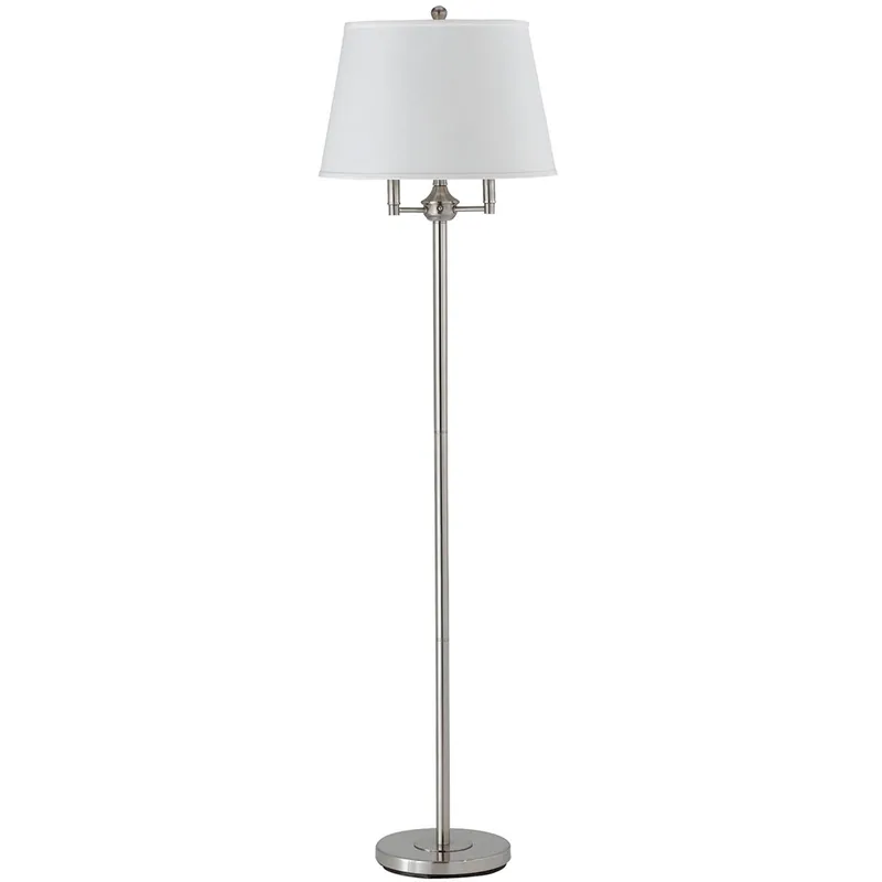 Nickel Four Light Traditional Shaped Floor Lamp With White Square Shad Warranty Included