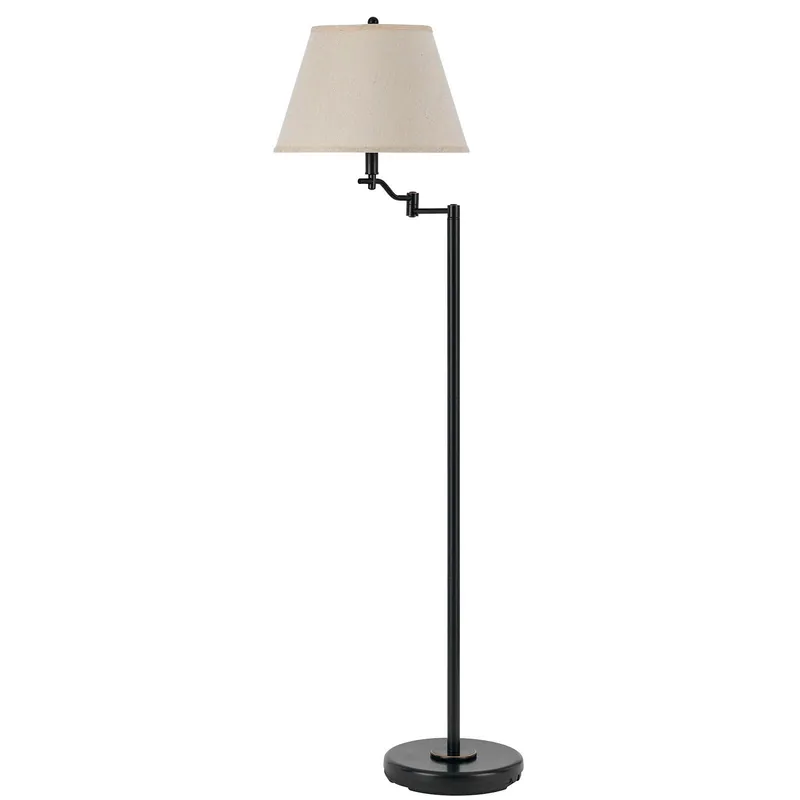 Bronze Swing Arm Floor Lamp With Beige Fabric Empire Shade By Homeroot Trusted Brand