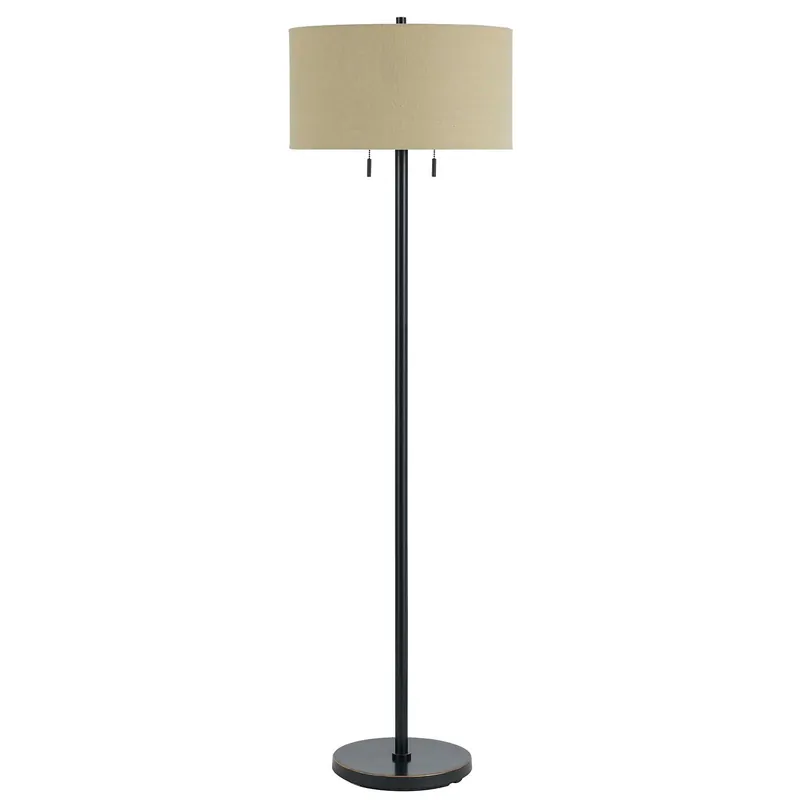 Viral Bronze Two Light Traditional Shaped Floor Lamp With Brown Rectangular