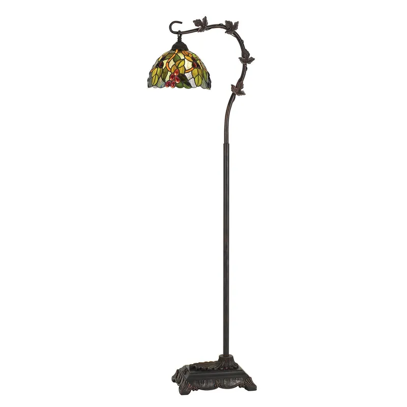 Super Sale Bronze Floor Lamp With Green And Yellow Glass Dome Shade By Homeroots