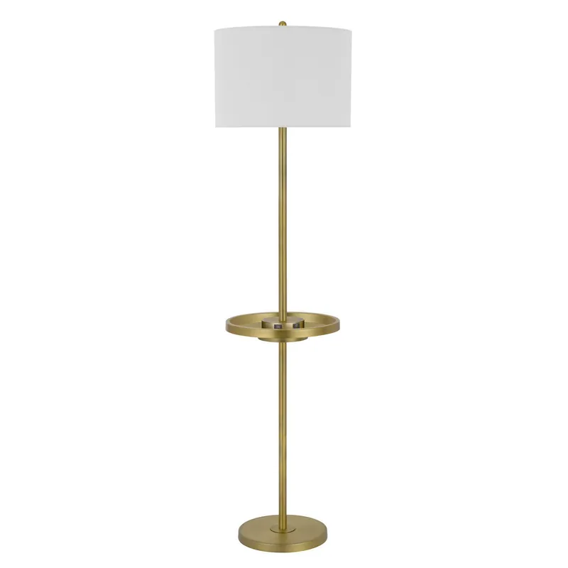 Brass Tray Table Floor Lamp With White Square Shade By Homeroots Popular