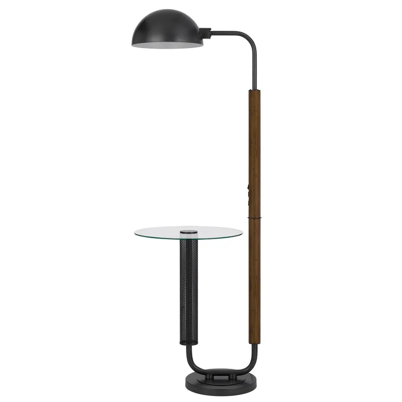 Buy Today Brown Tray Table Floor Lamp With Bronze Transparent Glass Dome Shade B