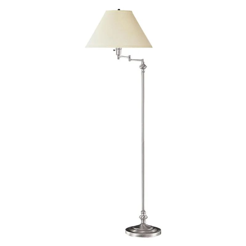 Must Have Nickel Swing Arm Floor Lamp With Beige Fabric Empire Shade By Homeroot
