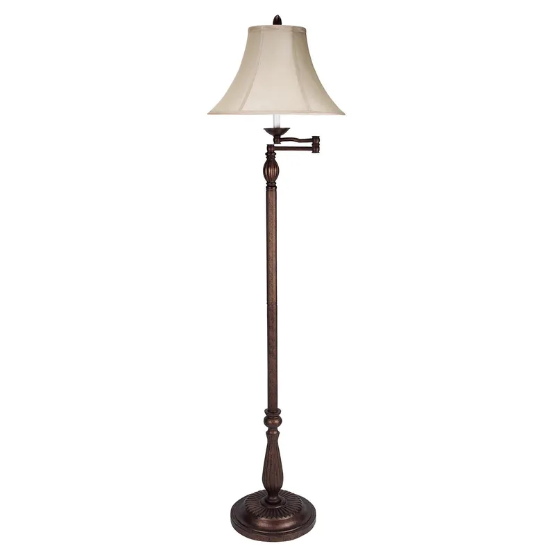 Rusted Swing Arm Floor Lamp With Champagne Bell Shade By Homeroots Buy Online