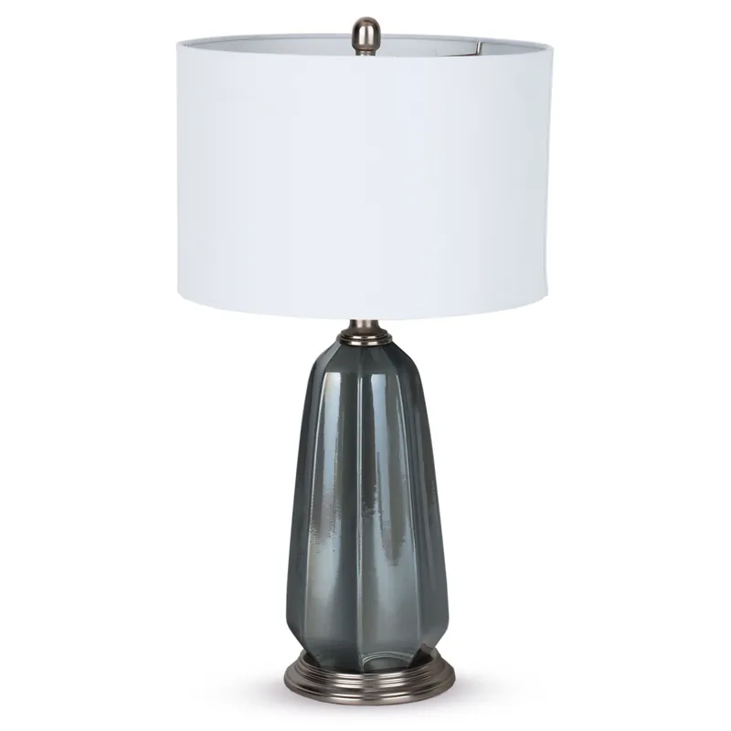 Blue Gray Ceramic LED Table Lamp With White Drum Shade By Homeroots Final Sale