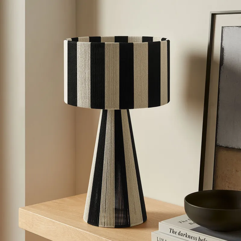 Renae Handwoven Cotton Thread Striped Table Lamp by Modway Warranty Included