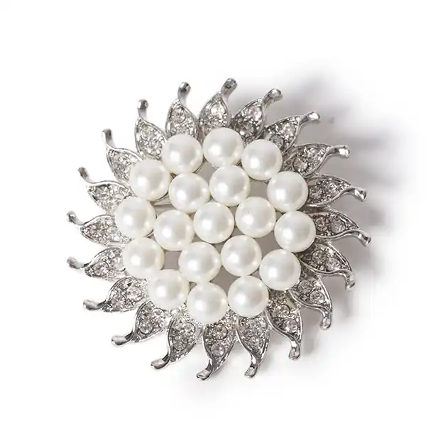 Factory Price DecoStar™ Diamond and Pearl Pinwheel Brooch