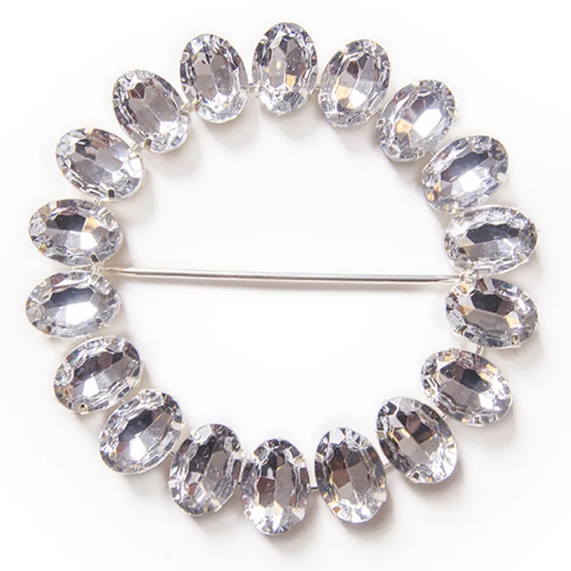 DecoStar™ JUMBO Round Buckle w/Clear Stones in Silver Setting Genuine