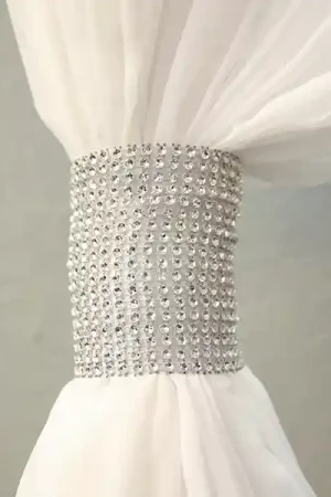 Wholesale DecoStar™ Silver Rhinestone Mesh Velcro Band / Curtain Tie
