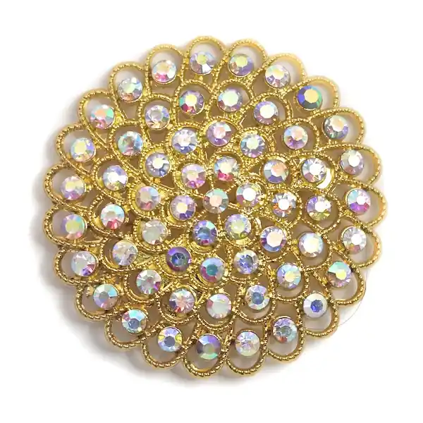 DecoStar™ Large Concentric Iridescent Gemstone Brooch in Gold Professional Grade