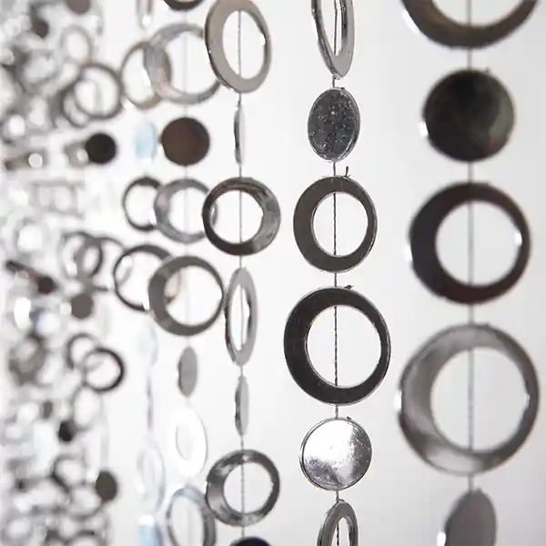 DecoStar™ 6ft "Hip Circle" Beaded Curtain in Metallic Silver Order Now