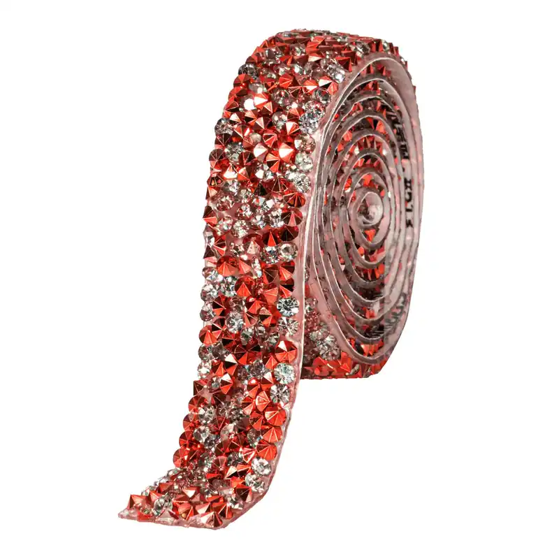 Decostar™ Crystal Rhinestone Adhesive Strips 0.6" - Red Bulk Order