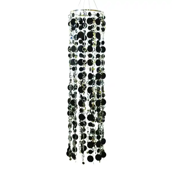 DecoStar™ 44" Silver and Black PVC Disc Chandelier Big Sale