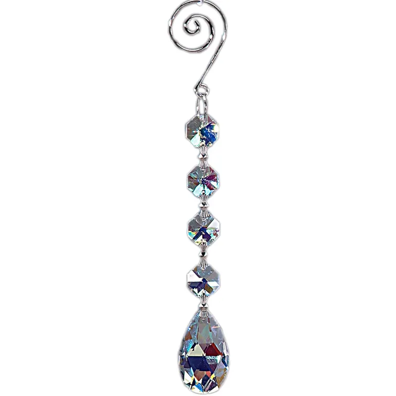 Decostar™ Real Iridescent Crystal Hanging Prisms Glass Garland (1 x Dozen) - 7" New Arrival