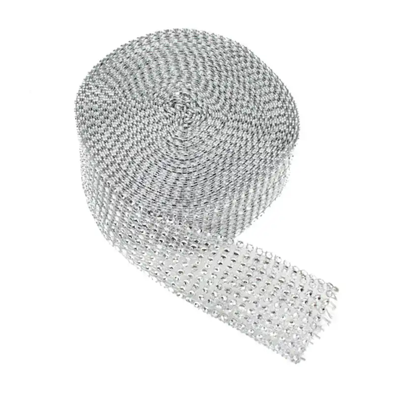 DecoStar™ Silver Rhinestone Ribbon - 3/4" Wide x 30ft Long Grab Now