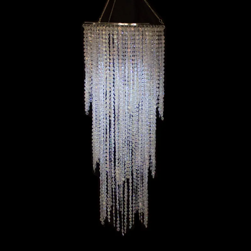 Luxury Decostar™ Crystal Iridescent Diamond Cut Chandelier Long Three Layered with LED
