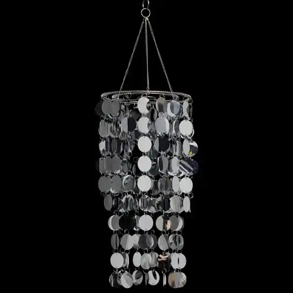 Bargain DecoStar™ Silver PVC Two Tier Chandelier w/ Round Mirrored Pieces