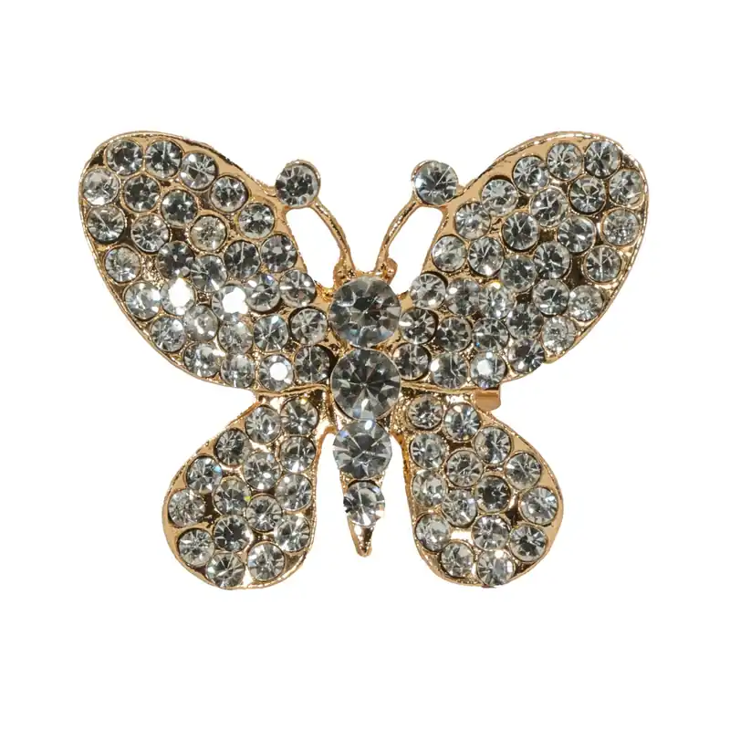 Direct From Manufacturer Decostar™ Rhinestone Butterfly Brooch 1½" 12pc/bag - Gold