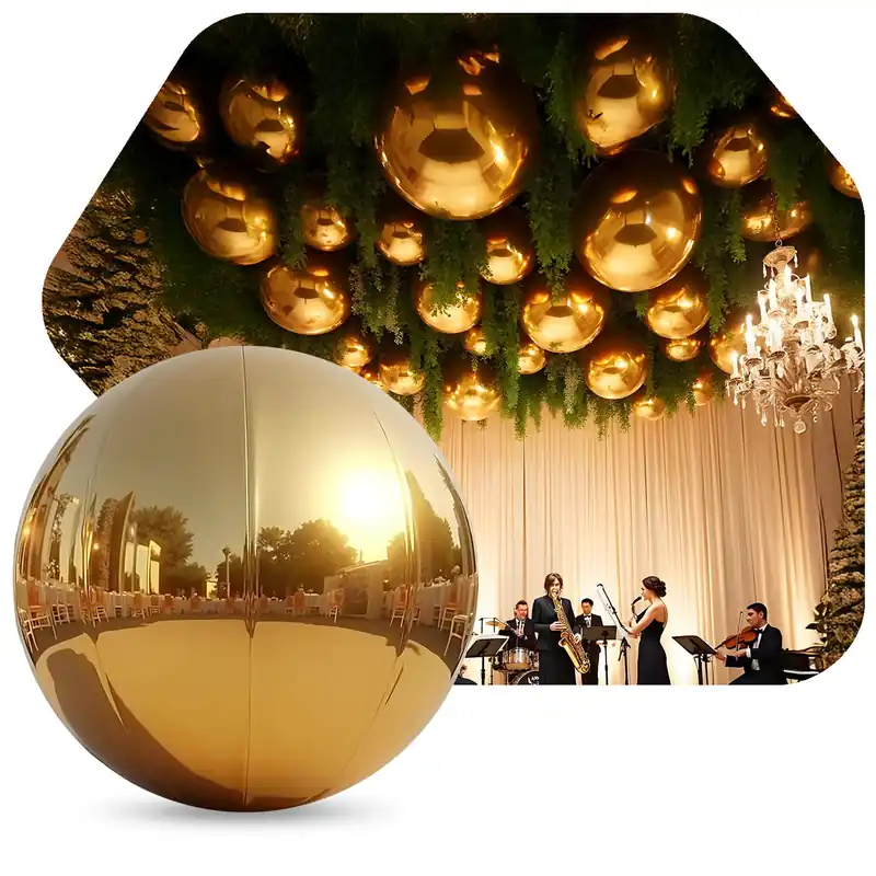 Best Choice Gold Inflatable Mirror Ball / Sphere - Choose your Size!