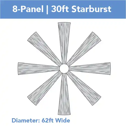 8-Panel Starburst 30ft Ceiling Draping Kit (62 Feet Wide) Grab Now