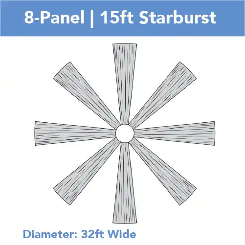 Price Cut 8-Panel Starburst 15ft Ceiling Draping Kit (32 Feet Wide)