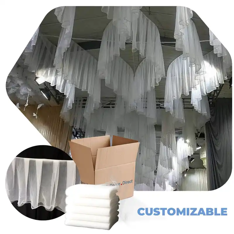 Viral The Double Ruffle™ Tulle Hanging Ceiling Drape - Choose Size