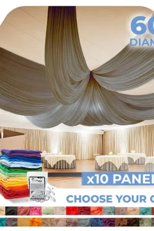 10 Panel Kit - Prefabricated Complete Ceiling Drape Kit - 60ft Diameter - Select Drop, Fabric & Color! Money Back Guarantee